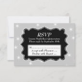 Stars Pattern in Grey and White Quinceanera RSVP Kaartje (Voorkant)