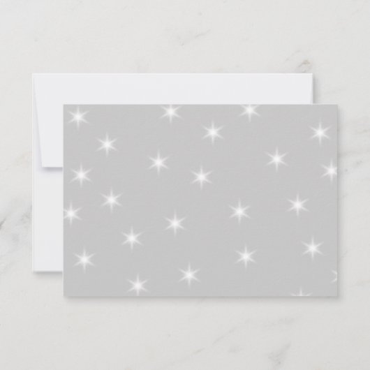 Stars Pattern in Grey and White Quinceanera RSVP Kaartje (Achterkant)