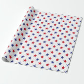 Stars Pattern (rood, wit en blauw) Cadeaupapier (Uitgerold)