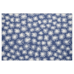 Stars Pattern - White op Blue #1D336D Stof