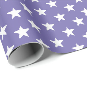 Stars periwinkle paars en wit patroon modern cadeaupapier