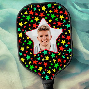Stars Pickleball Star Player Custom Photo Colorful Pickleball Paddle