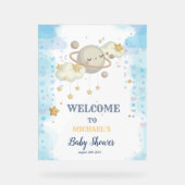 Stars Planet Clouds Blue Baby shower Acryl Bord (Voorkant)