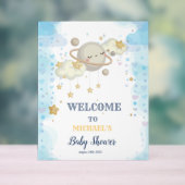 Stars Planet Clouds Blue Baby shower Acryl Bord (Neutraal)