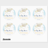 Stars Planet Clouds Blue Baby shower Ronde Sticker (Vel)