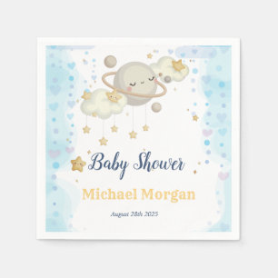 Stars Planet Clouds Blue Baby shower Servet