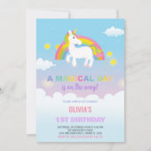 Stars Rainbow Unicorn Invitations d'anniversaire (Devant)