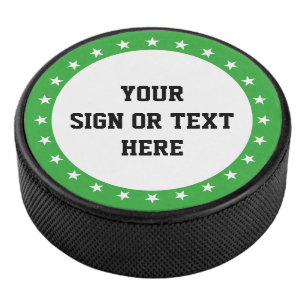 Stars Ring & Dot White + kleur, teken of tekst Hockey Puck