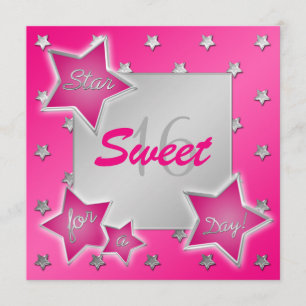 Stars roses et argentés Sweet 16 Invitation