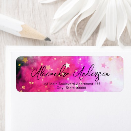 Stars roze wolken en Fancy grafisch Script Label (Insitu)