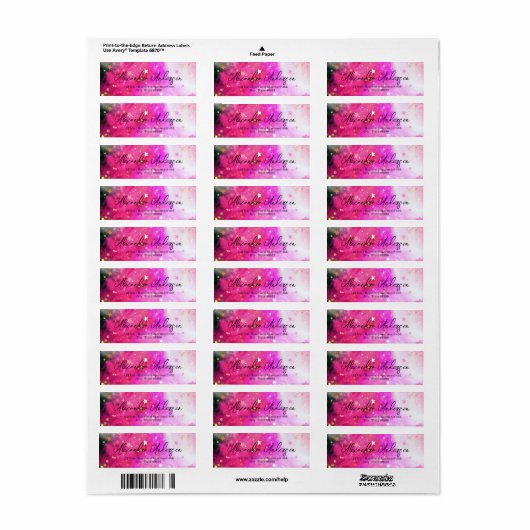 Stars roze wolken en Fancy grafisch Script Label (Full Sheet)