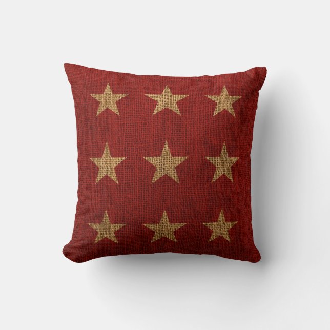 Stars Rustic Red en Natural Kussen (Voorkant)