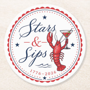 Stars & Sips America 250 Viering van Onafhankelijk Ronde Kartonnen Onderzetter
