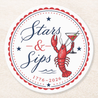 Stars & Sips America 250 Viering van Onafhankelijk Ronde Kartonnen Onderzetter