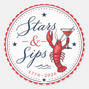 Stars & Sips America 250 Viering van Onafhankelijk Ronde Sticker