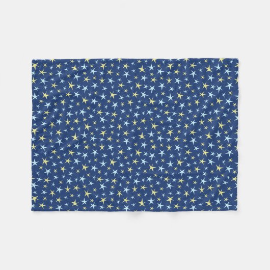 Stars Space Pattern Retro 1960s Geometric Blue Fleece Deken (Voorkant (Horizontaal))