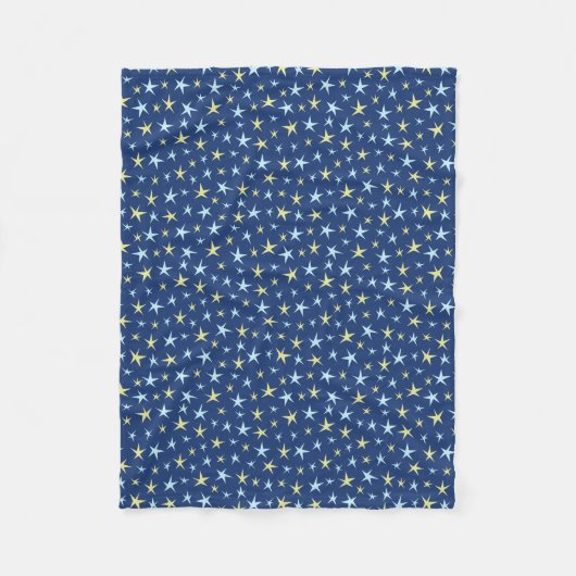 Stars Space Pattern Retro 1960s Geometric Blue Fleece Deken (Voorkant)