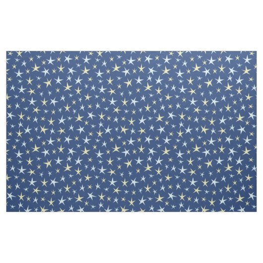 Stars Space Pattern Retro 1960s Geometric Blue Stof (Yard (91,4 cm))