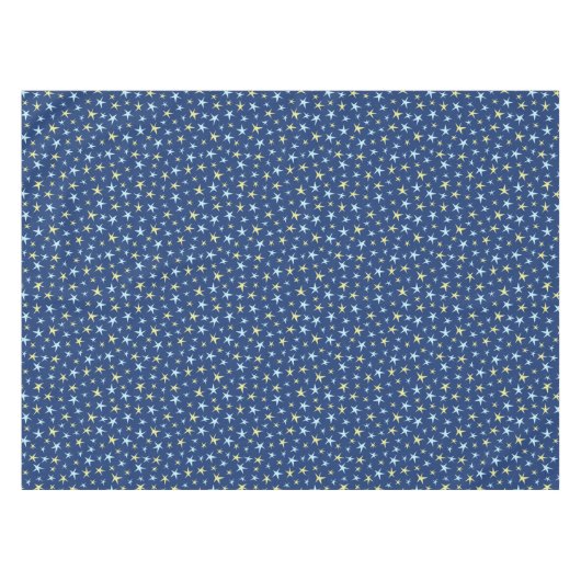 Stars Space Pattern Retro 1960s Geometric Blue Tafelkleed (Voorkant (Horizontaal))