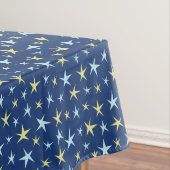 Stars Space Pattern Retro 1960s Geometric Blue Tafelkleed (Voorbeeld)