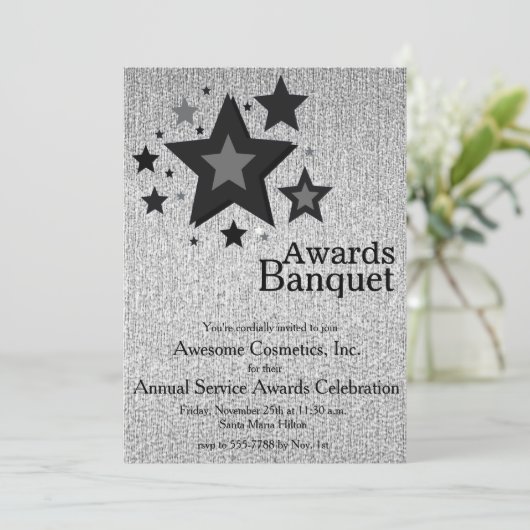 Stars Sparkle Silver Business Event Party nodigt u Kaart (Staand voorkant)