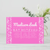 Stars & Squares PINK Bat Mitzvah Uitnodiging (Staand voorkant)