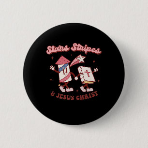 Stars Strepen Jezus Christus Christelijk 4 juli Am Ronde Button 5,7 Cm