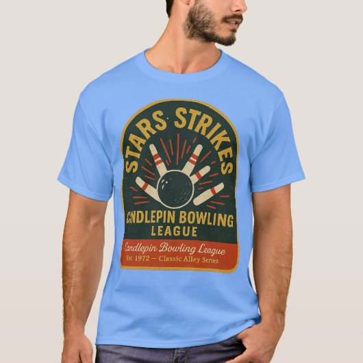 Stars & Strikes  Candlepin Bowling T-shirt (Voorkant)