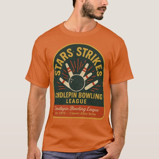 Stars & Strikes  Candlepin Bowling T-shirt (Voorkant)