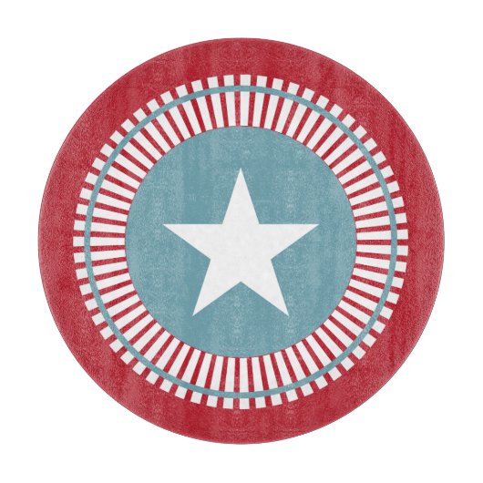 Stars & Stripes 4e juli Glazen Raad Snijplank (Voorkant)