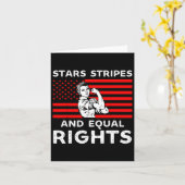 Stars stripes and Equal rights 4e juli vrouwen Kaart (Gele Bloem)