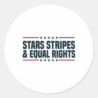 Stars stripes and Equal rights 4e juli Vrouwen Ronde Sticker
