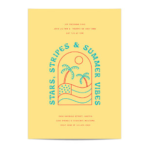 Stars Stripes and Summer Vibes Juli 4e BBQ Partij Kaart