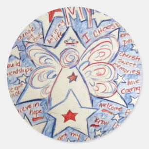 Stars & Stripes Angel Ronde Sticker