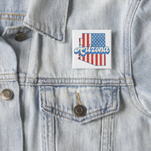 Stars & Stripes Arizona Silhouette Vierkante Button 5,1 Cm