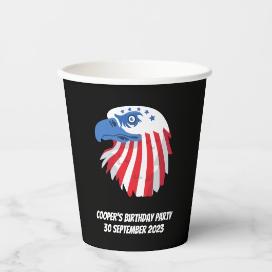 Stars & Stripes Bald Eagle.Customize name/message Papieren Bekers (Voorkant)