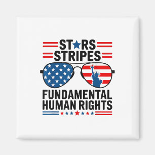 Stars Stripes & Basis Mensenrechten 4 juli Magneet