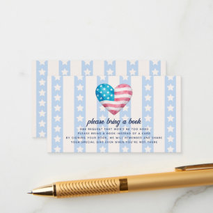 Stars & Stripes Boekverzoek Jongens Baby Shower Informatiekaartje