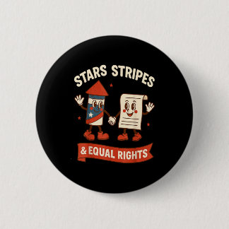 Stars stripes equal rights vintage 4th of july usa ronde button 5,7 cm