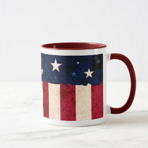 Stars & Stripes Folk Art Style USA Flag Patriotic Mok