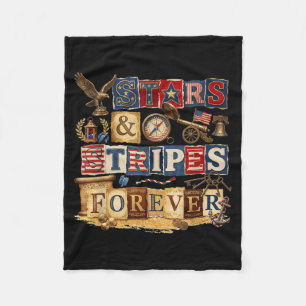 Stars Stripes Forever Patriottisch Amerikaans Vint Fleece Deken