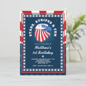 Stars Stripes & Fun All American 1st Verjaardag Kaart (Staand voorkant)