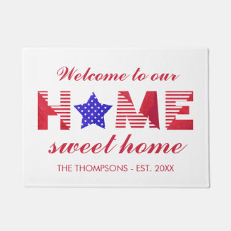 Stars & Stripes Home Sweet Home Familie Naam Deurmat
