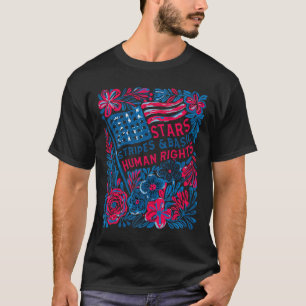 Stars Stripes Mensenrechten 4 juli Bloem Amerikaan T-shirt