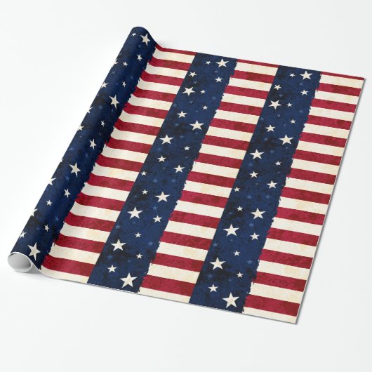 Stars & Stripes Patriottic Pattern Cadeaupapier (Uitgerold)