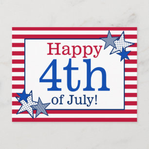 Stars Stripes Patriottisch 4th of July Typografie Briefkaart