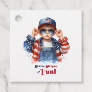 Stars & Stripes Patriottische Jongens Verjaardag B Bedankjes Labels