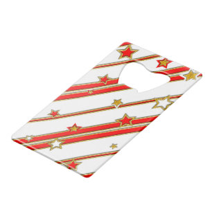Stars & Stripes Pattern goud rood blauw + uw ideeë Kredietkaart Flessenopener