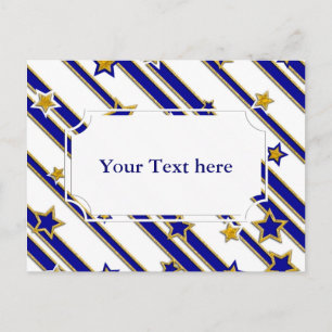 Stars & Stripes Pattern goudblauw + uw ideeën Briefkaart