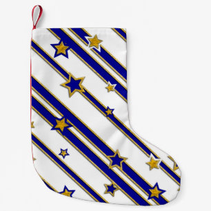 Stars & Stripes Pattern goudblauw + uw ideeën Kleine Kerstsok